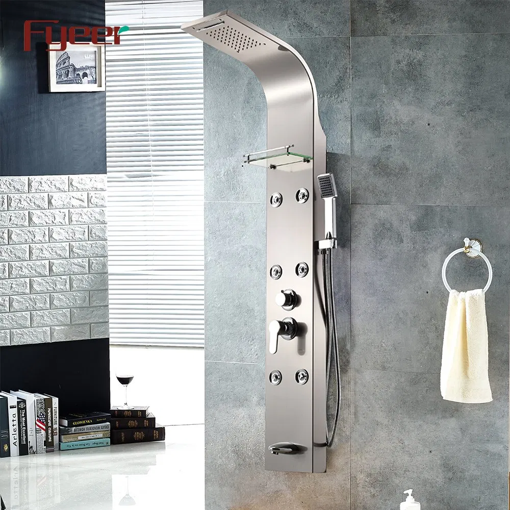 Fyeer Modern Wall Hanging Rainfall Stainless Steel Shower Panel