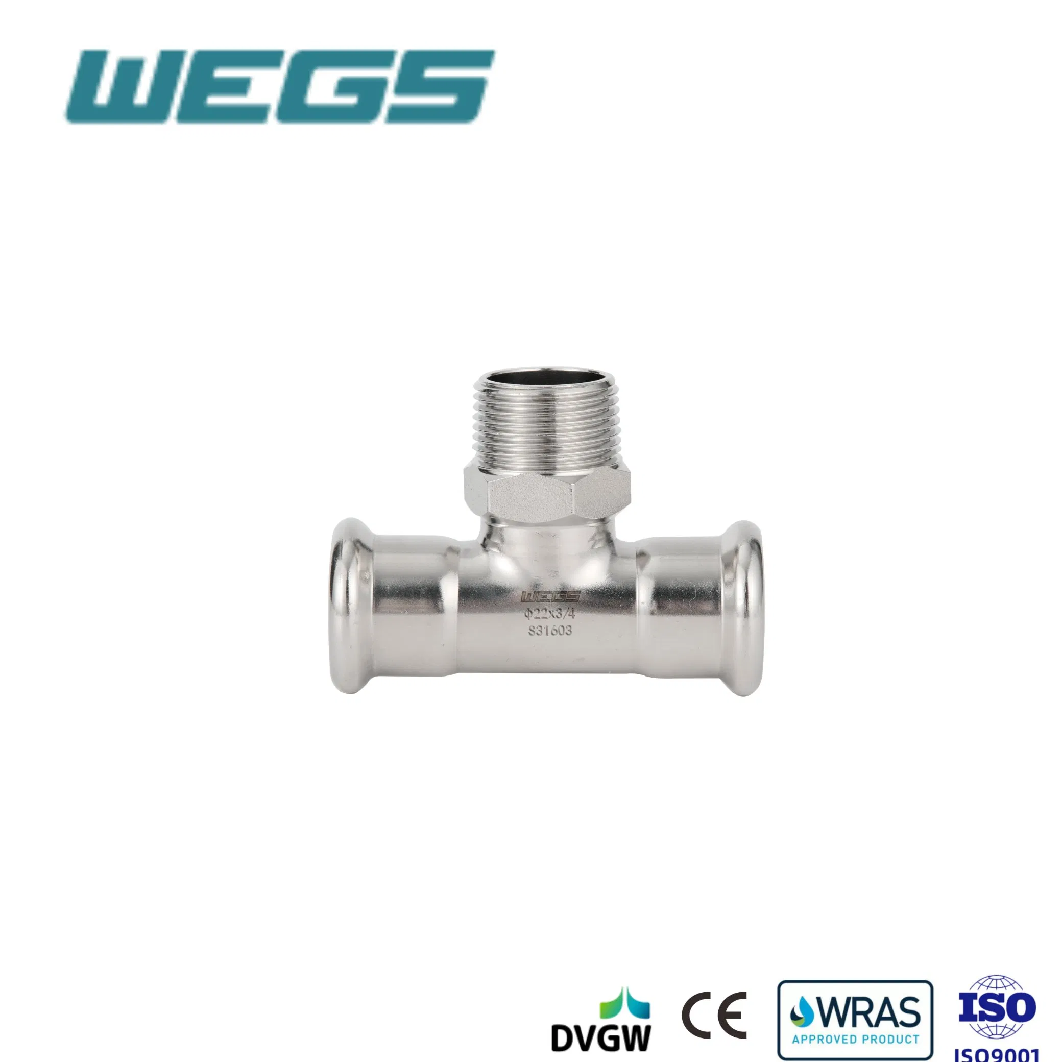 304/316L Stainless Steel Male Tee Fittings for Safe Drinking Water Pipeline