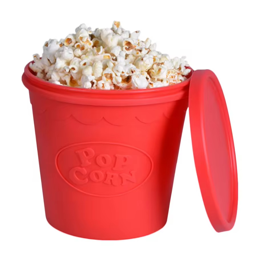 High Quality Custom Classic Style Eco-Friendly Silicone Custom Popcorn Bucket Plastic for Home Microwave Popcorn Maker Bucket