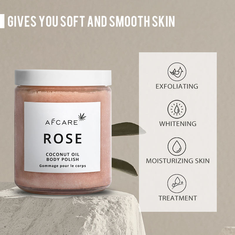 Rose Coconut Oil Body Scrub Polish Exfoliating Whitening Moisturizing