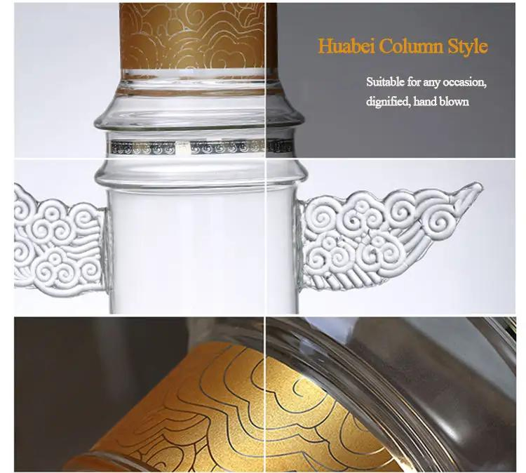 Hot Sale Chinese Pillar Dragon Shape Thickened Sealed Transparent Wine Bottle