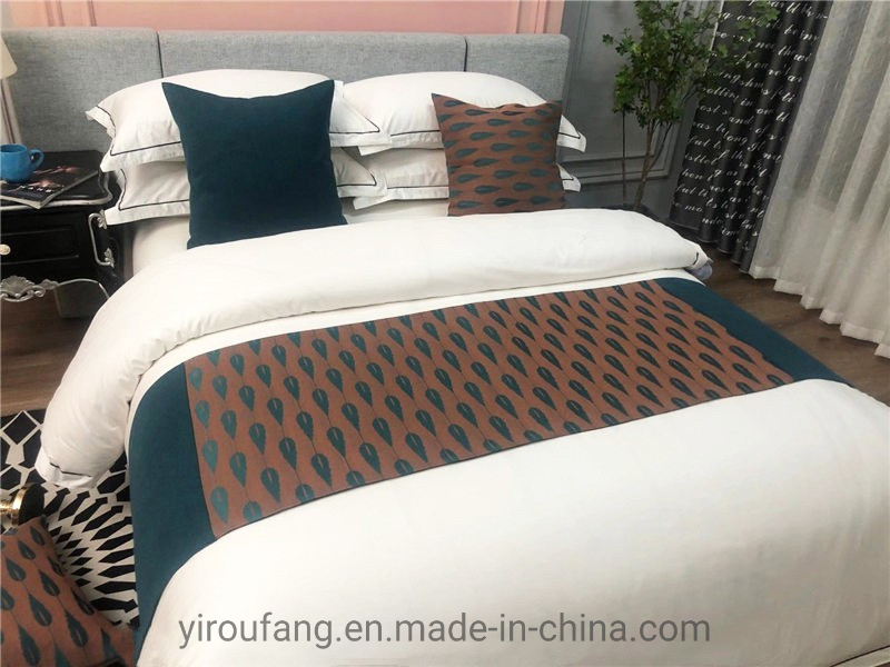 Hotel Double Room New Style Yarn-Dyed Dark Orange Jacquard Decoration Bed Flags