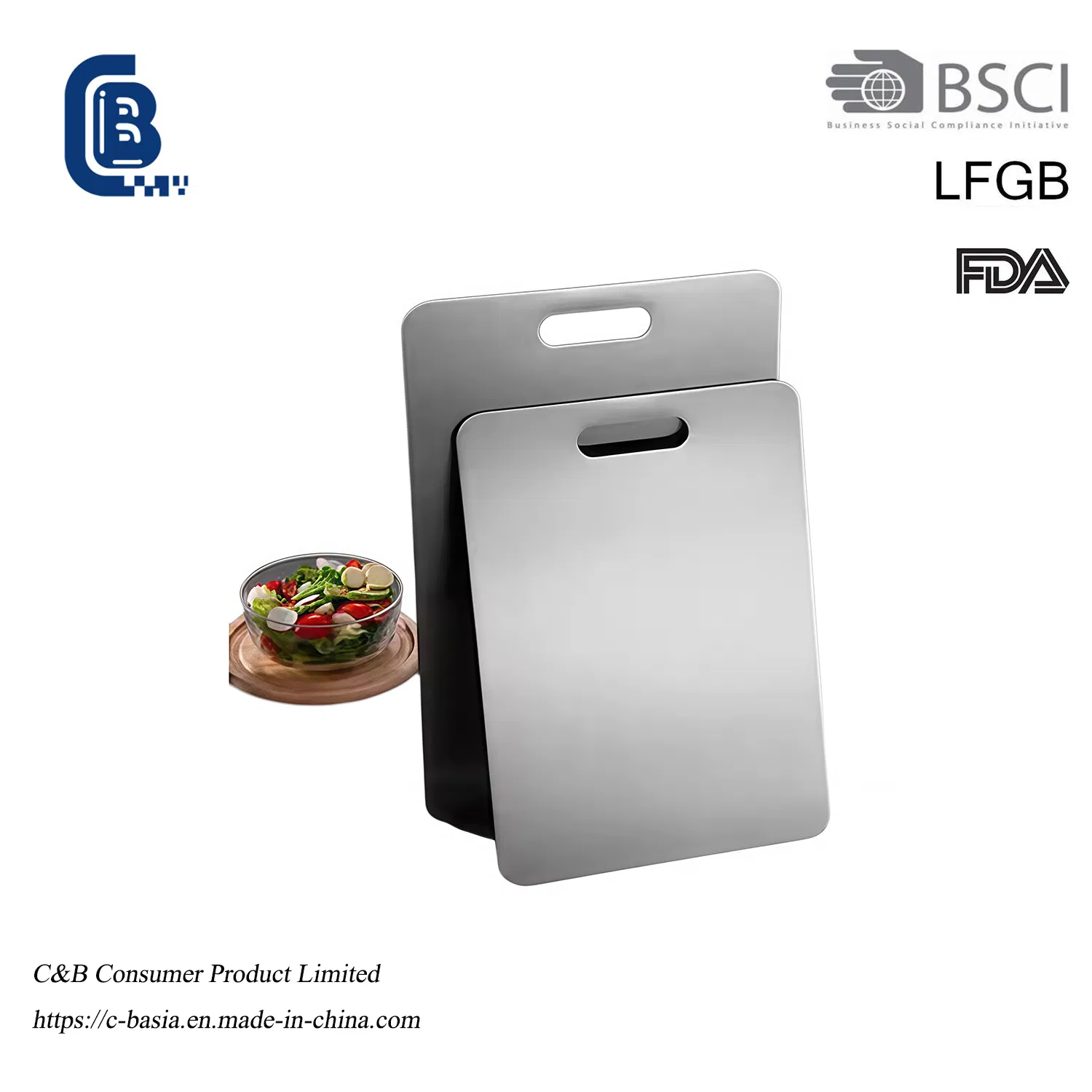 100% Titanium Antibacterial Cutting Board - Dishwasher Safe, Reversible with Handle, Custom Sizes