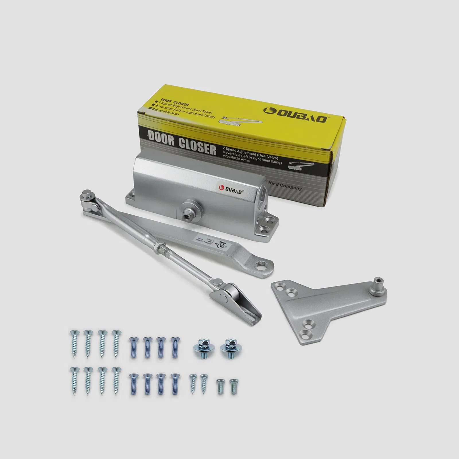 UL Door Hardware Fittings Aluminium Hydraulic Fire Spring Door Closer for 40-65kg Door