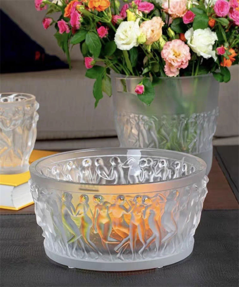 Lalique Crystal Bacchantes Women Frosty Nude Fruit Bowl Decorative Trays