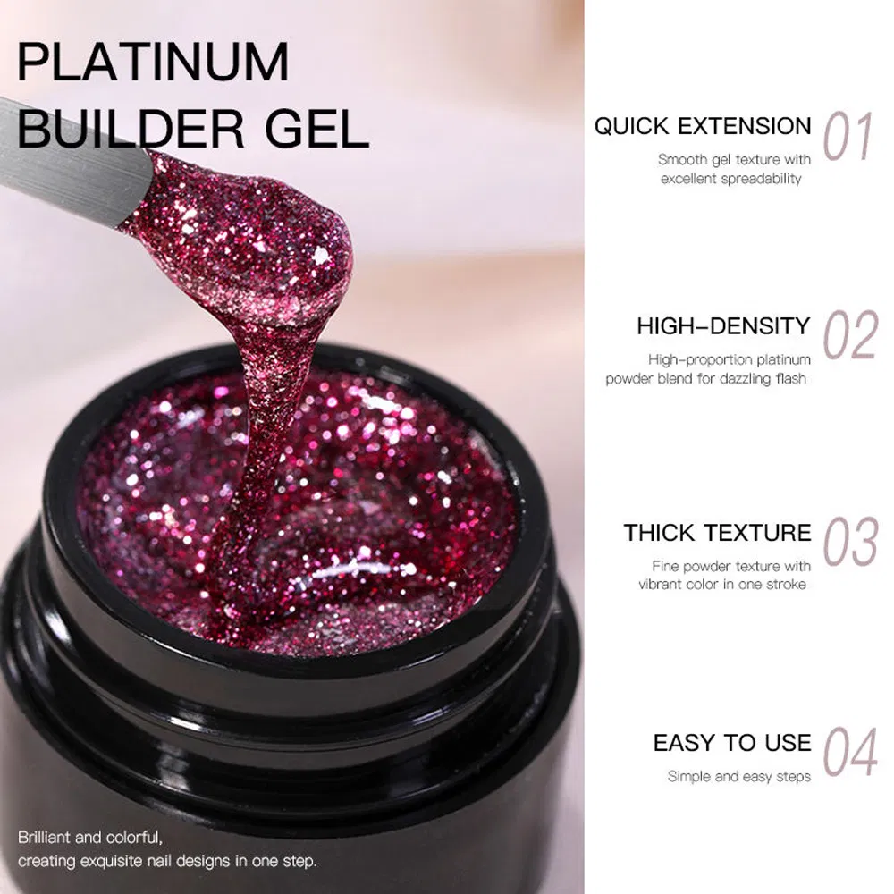 Glitter Shinning Manicure Product Wholesale Platinum Christmas Disco Builder Extension UV Nail Art Gel