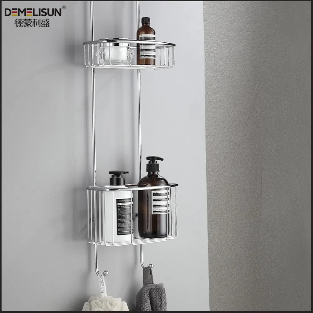 Bathroom Accessories 2 Tier Bathroom Organizer Shelf Shower Rack Hanging Basket