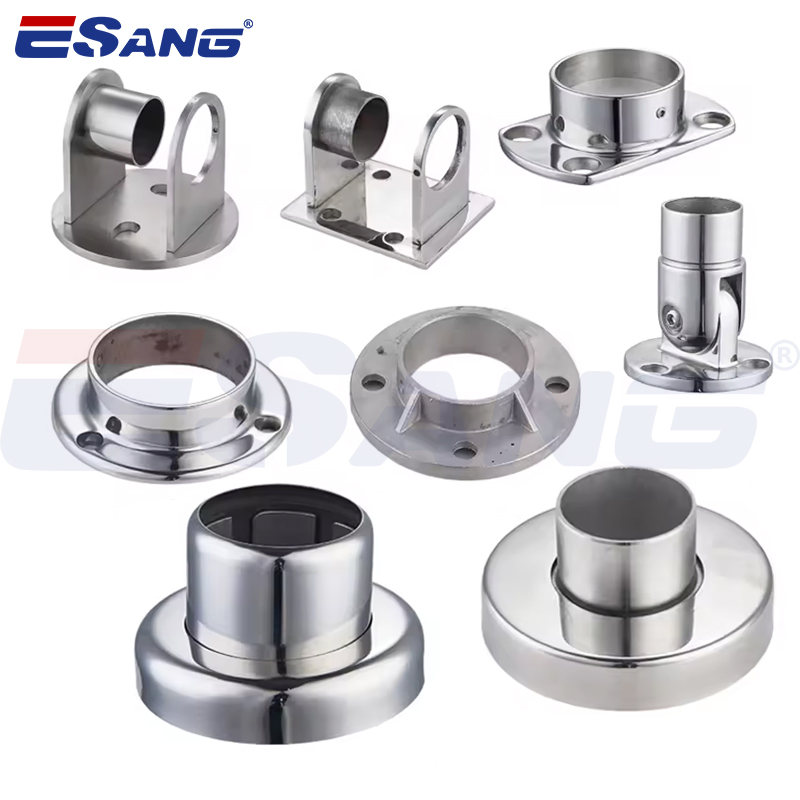 Esang 304 316 Stainless Steel Handrail Fittings 2 Inch Pipe Round Tube Railing Post Base Plate Wall Floor Flange