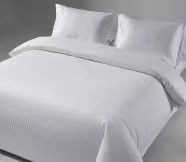 Nantong Customized Size Hotel Bed Sheet 4 Pieces 240tc 3cm Stripe White Jacquard Bedding Set for Hotel and Home