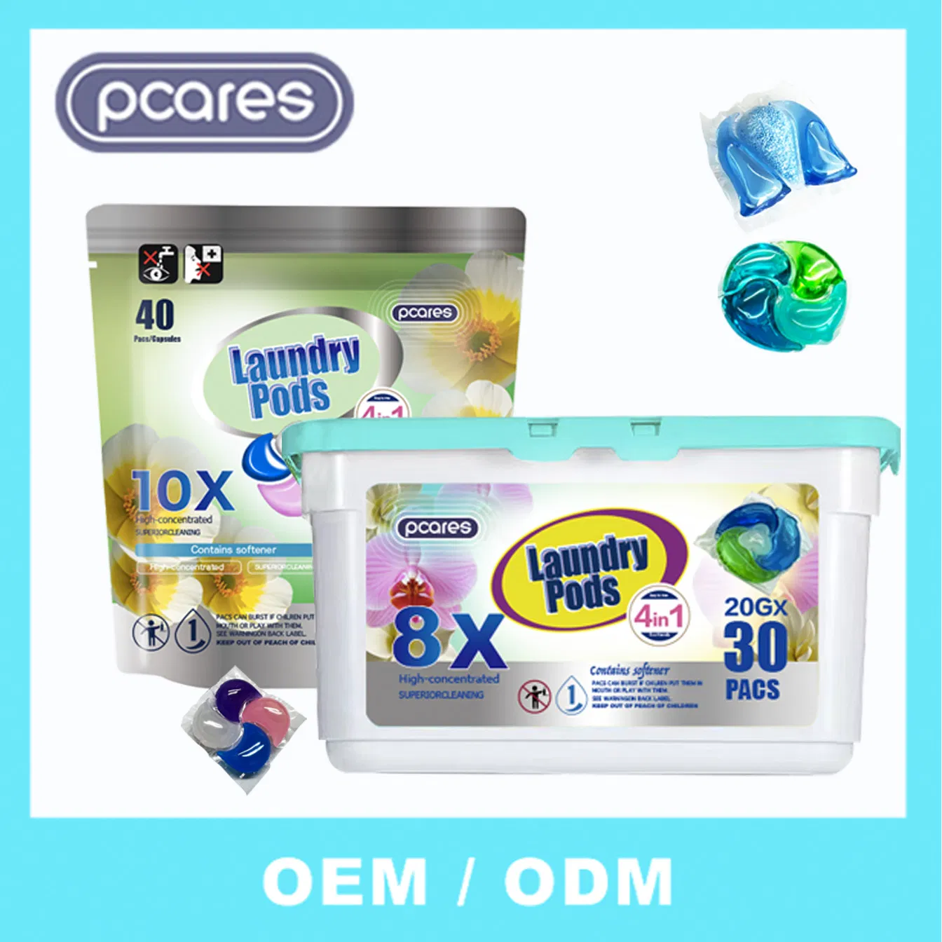 Eco-Friendly All in One Laundry Detergent Capsules Washing Pods Laundry Pods Washing Machine Deep Clean