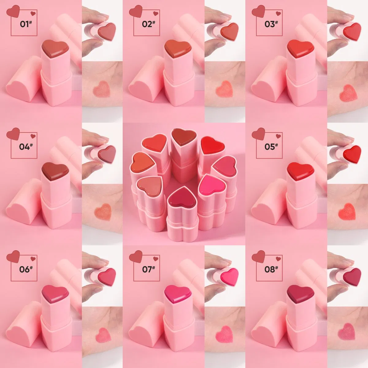 Waterproof High Pigment Vegan Pink Blush Stick with Mineral Sunscreen
