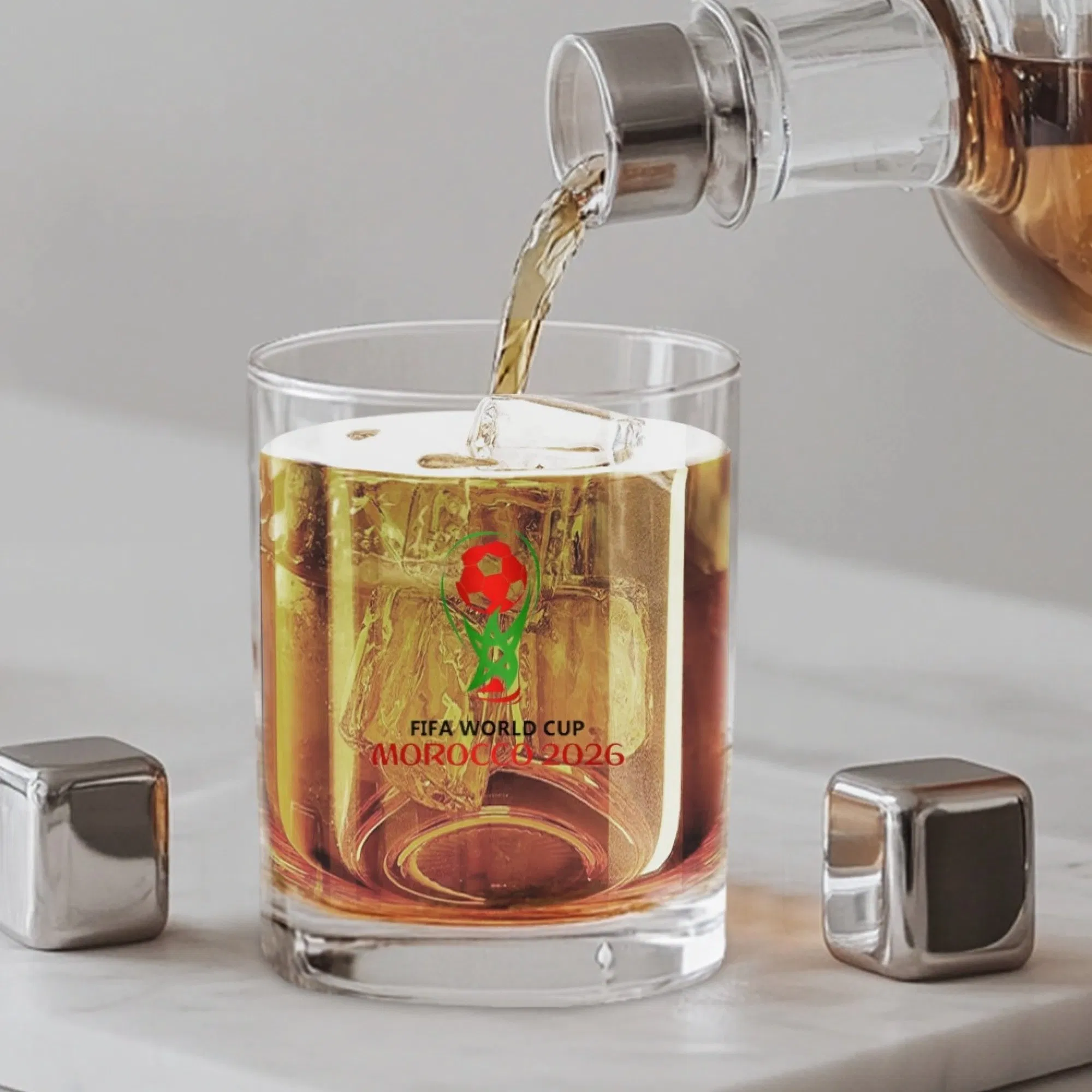 12 Oz Crystal Fashioned Drinking Glass 2026 World Cup Design Whiskey Glass