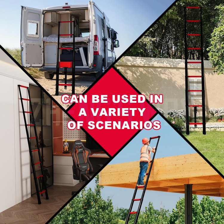 High Quality Safety and Durable Stainless Steel Telescopic Folding Step Ladder Soft Close Design Telescopic Extension Ladder