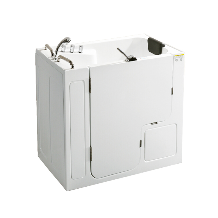 Hydrorelax Square Freestanding White Acrylic Portable Massage Walk in Bathtub with Shower SPA Bathtubs