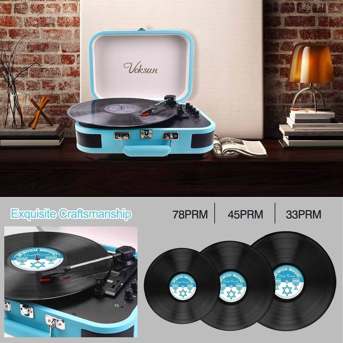 Портативный проигрыватель винила с Bluetooth и колонками