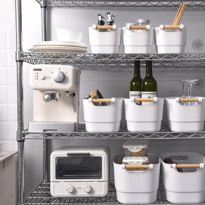 Stackable Storage Container for Organizing Bin with Handle for Shelves Pantry