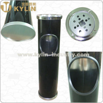 Outdoor Tinplate Round Shape Ashtray Dustbin Cylindrical Shape Wastebin