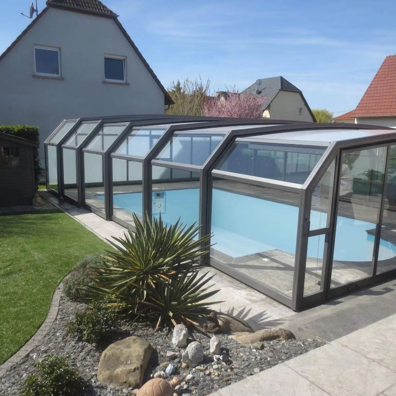 Insulated Weatherproof Glass Solarium Sunroom with Black Steel Frame Villa Steel Framing Hexagonal Sunroom