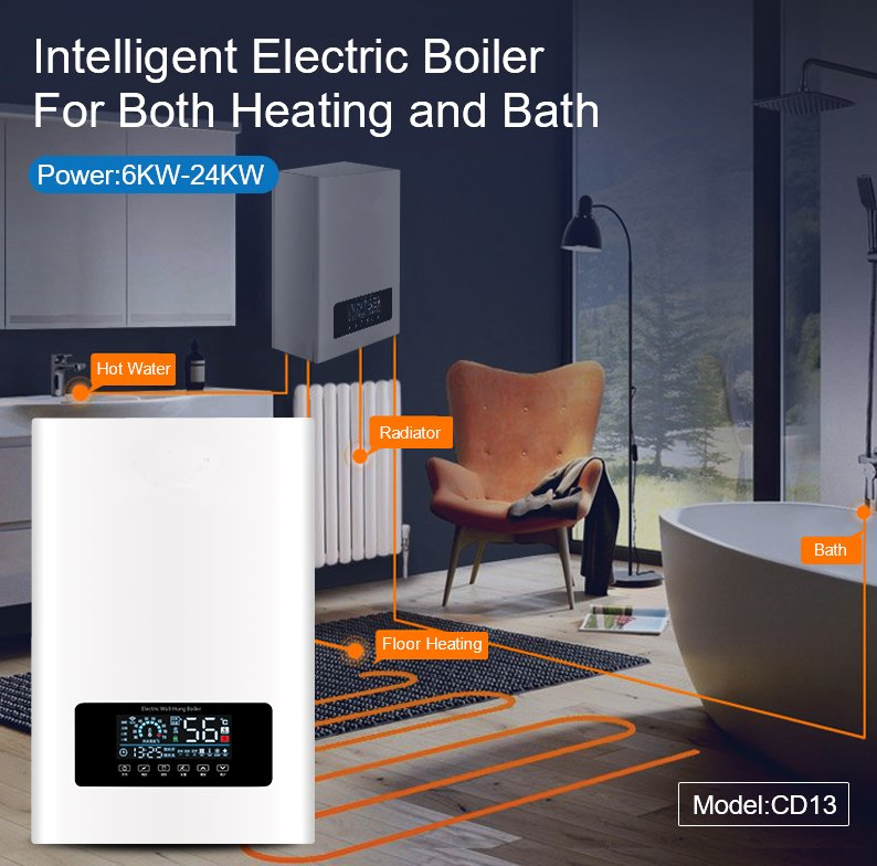 WiFi Tuya APP Control Combi Electric Boiler for Home Heating Hot Water