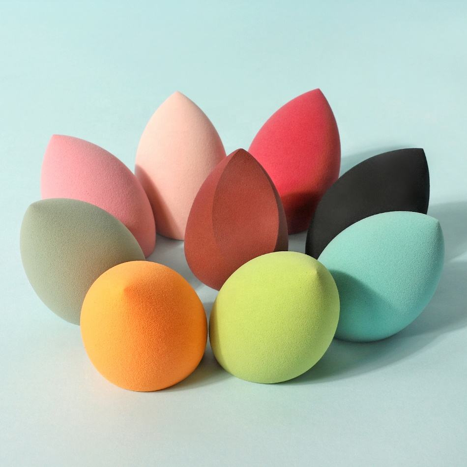 Drop Tear Powder Puff Private Label Latex Free Foundation Black Pink Cosmetics Egg Custom Logo Beauty Makeup Blender Sponge