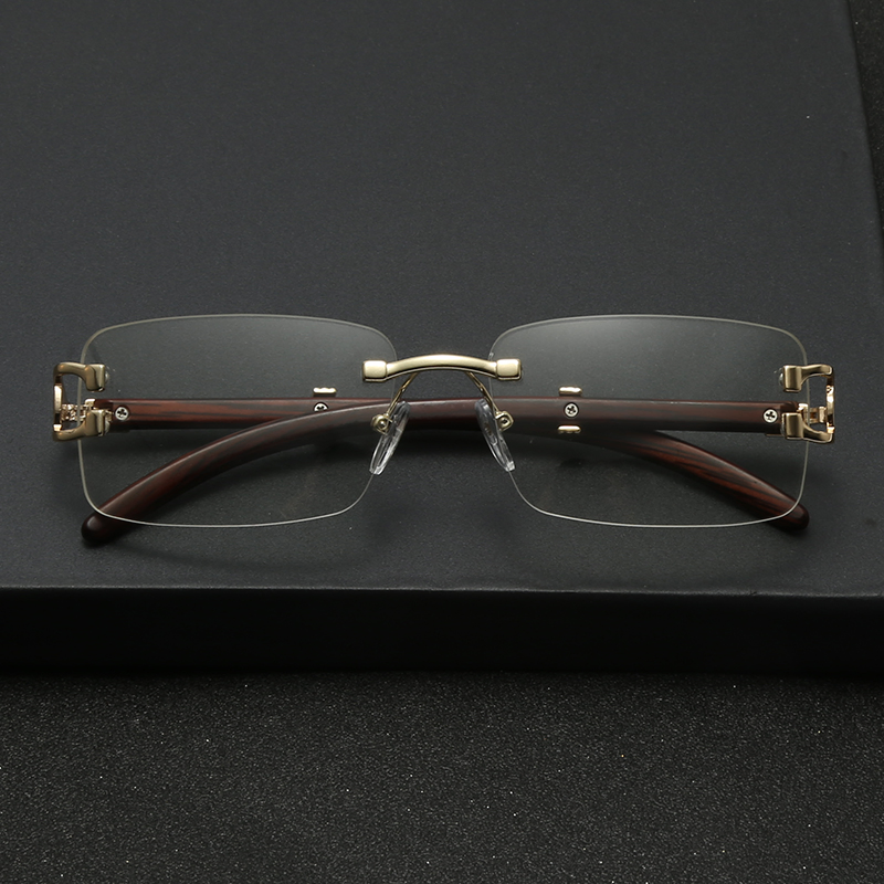 Clear Optic for Men Optical Frames Vintage Grain Rimless Reading Glasses