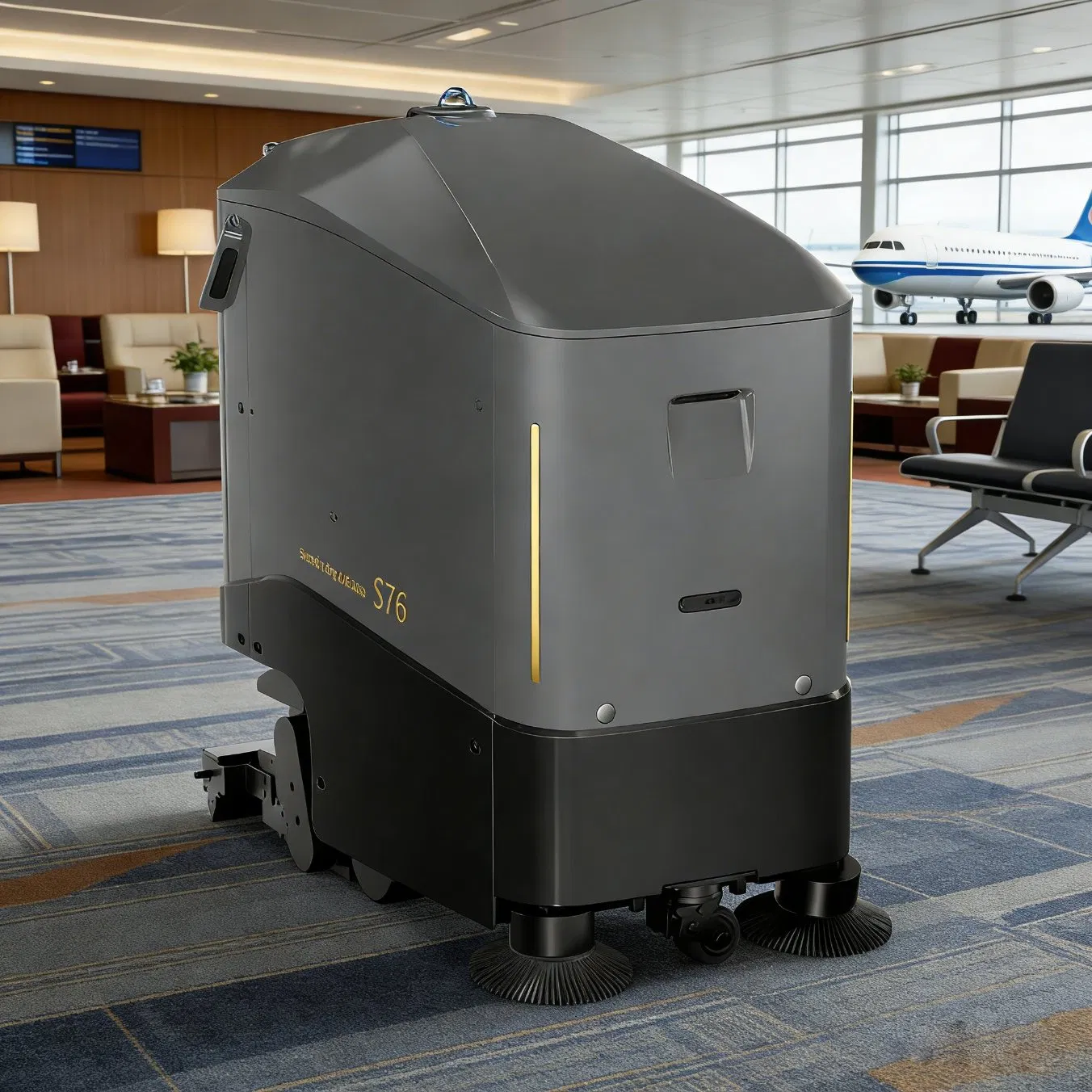 Smart Commercial Floor Cleaning Robot Auto-Charging Water Refilling 3D Lidar Ai Navigation 1200m2/H