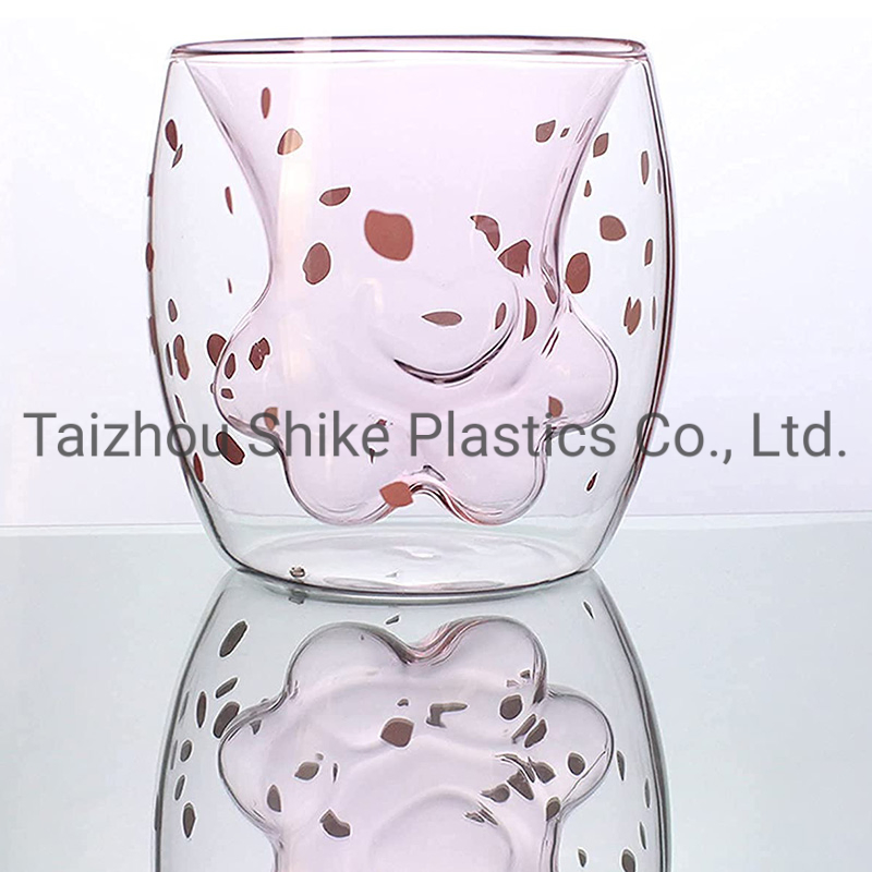 Стеклянная кружка с кошачьей лапкой, двойные стенки