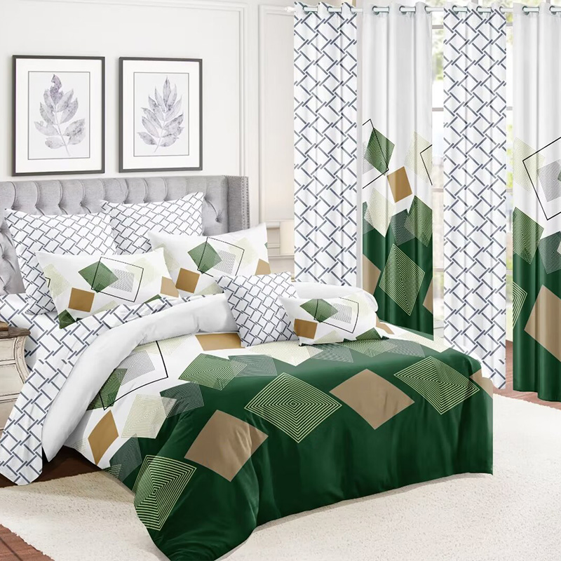 Custom Microfiber Home Textile Pillowcases Coverlets Comforter Quilt Duvet 6PCS Pillow Cases Blue Floral Print Bed Cover King Bedding Set Bed Sheets Bedspread