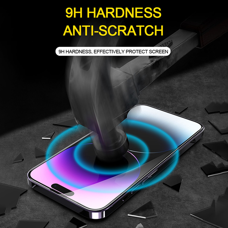 for iPhone 14 PRO Max Silk Printing HD Clear Tempered Glass Phone Screen Protector with Easy Installation Tool