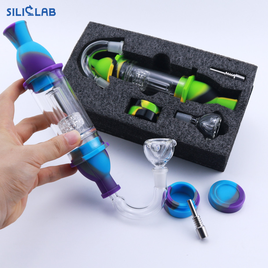 Gift Box Glass Water Pipe Set 6in1 Nectar Collector DAB Rig Travel Kit Glass Oil Burner Smoking Bubbler Pipes
