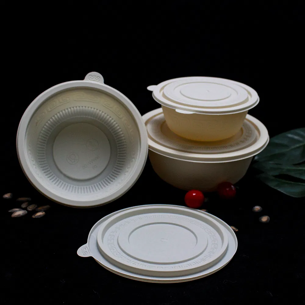 750ml Eco Disposable Food Container Microwavable Takeout Corn Starch Bowl with Lid