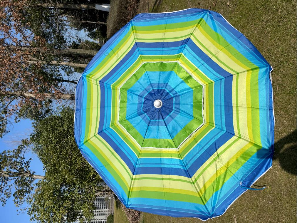 180cm Striped Wind Resistant Beach Umbrella