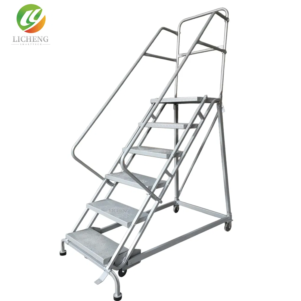 Stable Self-Locking Stainless Steel Extension Ladder with Wheels
