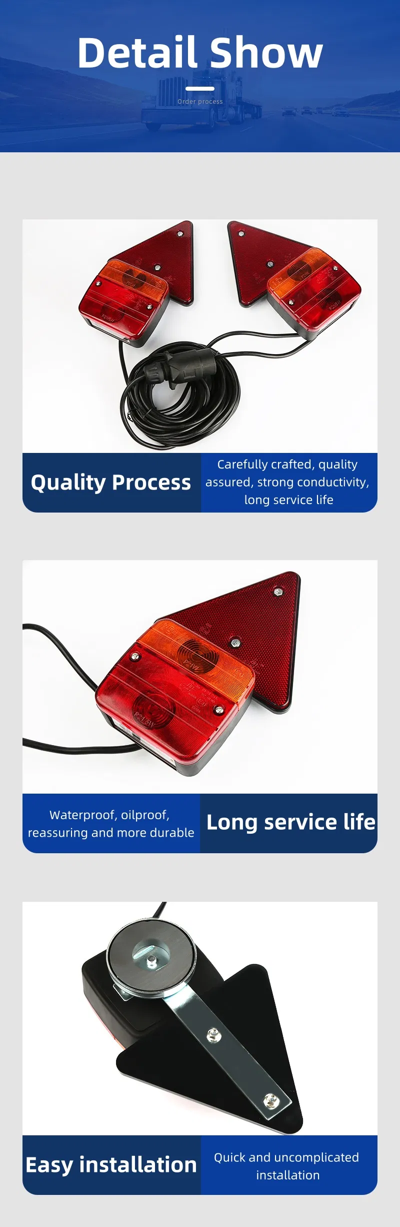 LED Trailer Lights Kit with Magnets and Reflectors