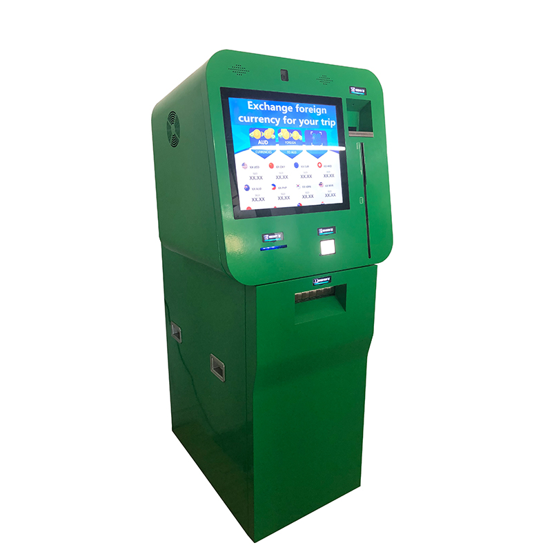 Through Wall Floor Standing Passport Scanner Currency Exchange Kiosk ATM Machine