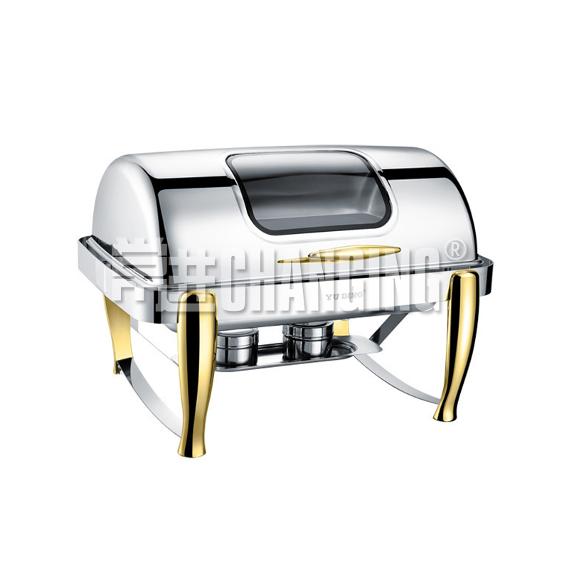 Hotel 2/3 Stainless Steel Induction Warmer Chafing Dishes W Glass Lid Frame