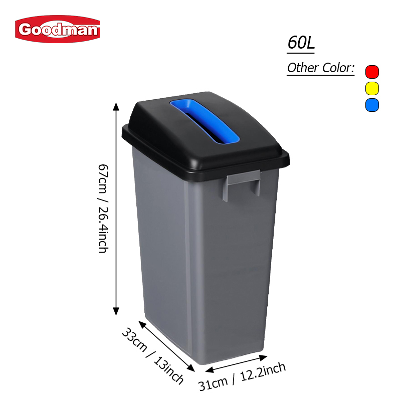 Outdoor Indoor 60L Plastic Garbage/Recycle/Trash/Waste Bin for Beverage Bottle