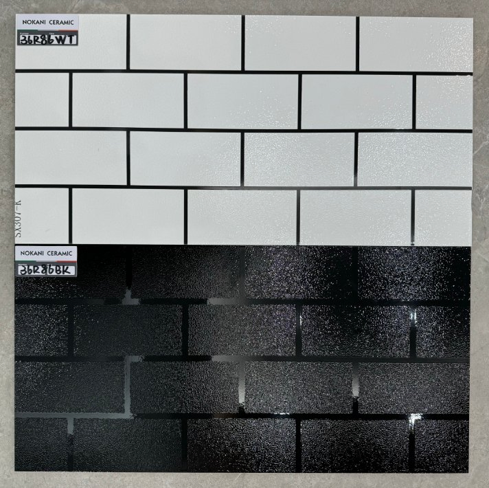 300X600mm White and Black Color Gossy Ceramic Wall Tile for Bathroom and kitchen Building Material
