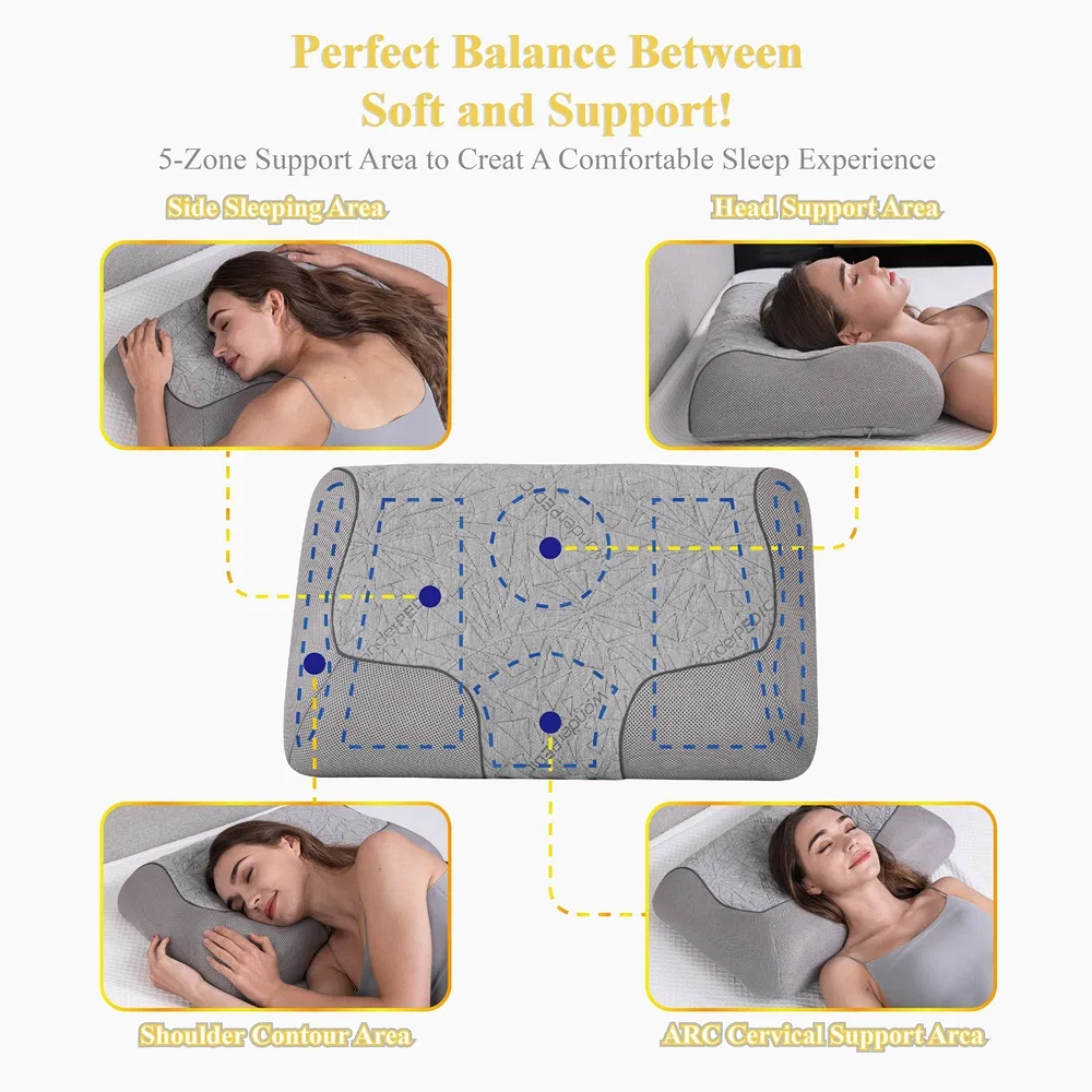 Premium Anti-Slip Grey Bamboo Charcoal Memory Foam Pillow