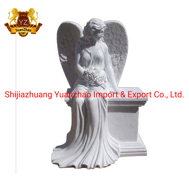 Memorial Hand Carved Stone Graveyard Ornament Granite Headstone Monument Marble Praying Angel Statue Tombstone