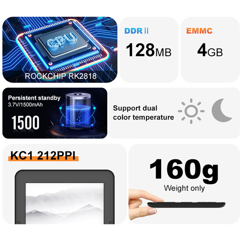 6 Inch OEM E-Ink Educational Contects Eink Epaper Custom Ebook Reader