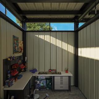 2-in-1 Outdoor Storage Shed, 7' X7' Galvanized Steel Metal Shed