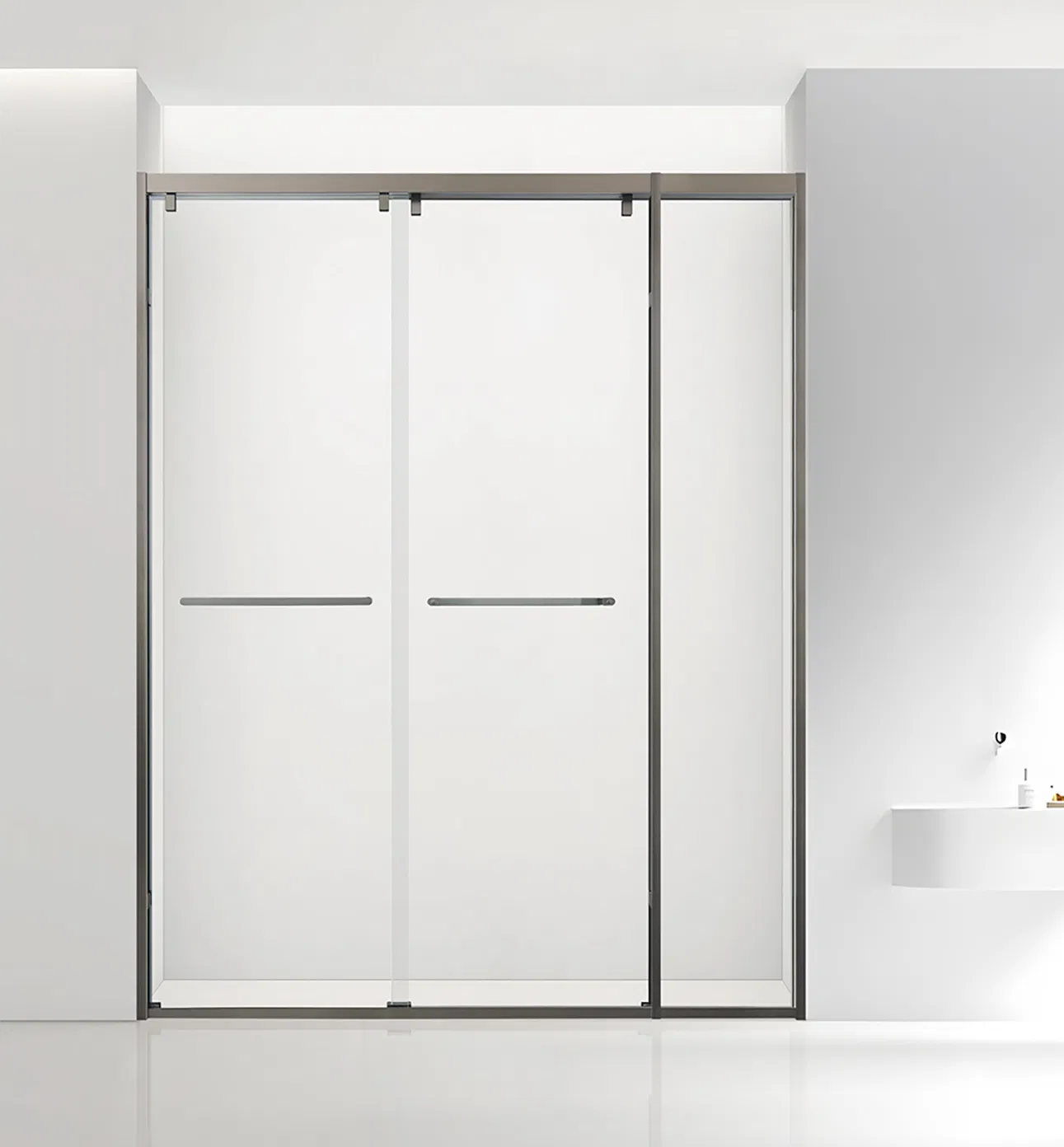 Shower Glass Door Enclosure Safety Stainless Steel Frame Rectangle Sliding Shower Door