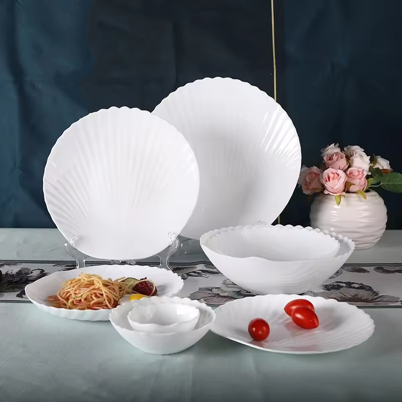 Hot Sell White Opal Glassware Plate Serving Dinnerware