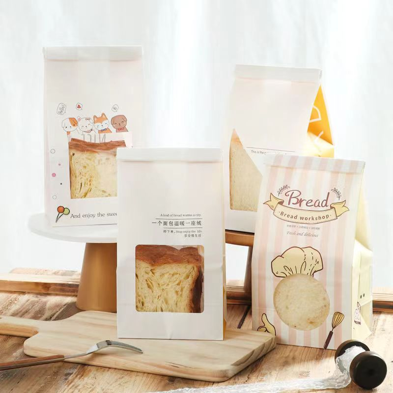 Custom Eco-Friendly Brown Bakery Bread Kraft Food Paper Packaging Bag with Window
