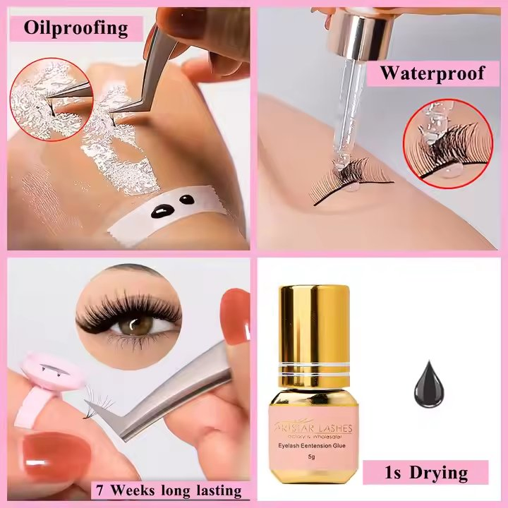High Quality Waterproof Extension Eyelash Glue 0.3 0.5 1s Adhesive Low Humidity 7-8 Weeks Long Lasting Super Private Label Free