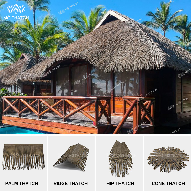 Best Thatched Roof Replacement Materials Plastic Synthetic Thatching Artificial Palm Leaves Roofing Thatch Made in China