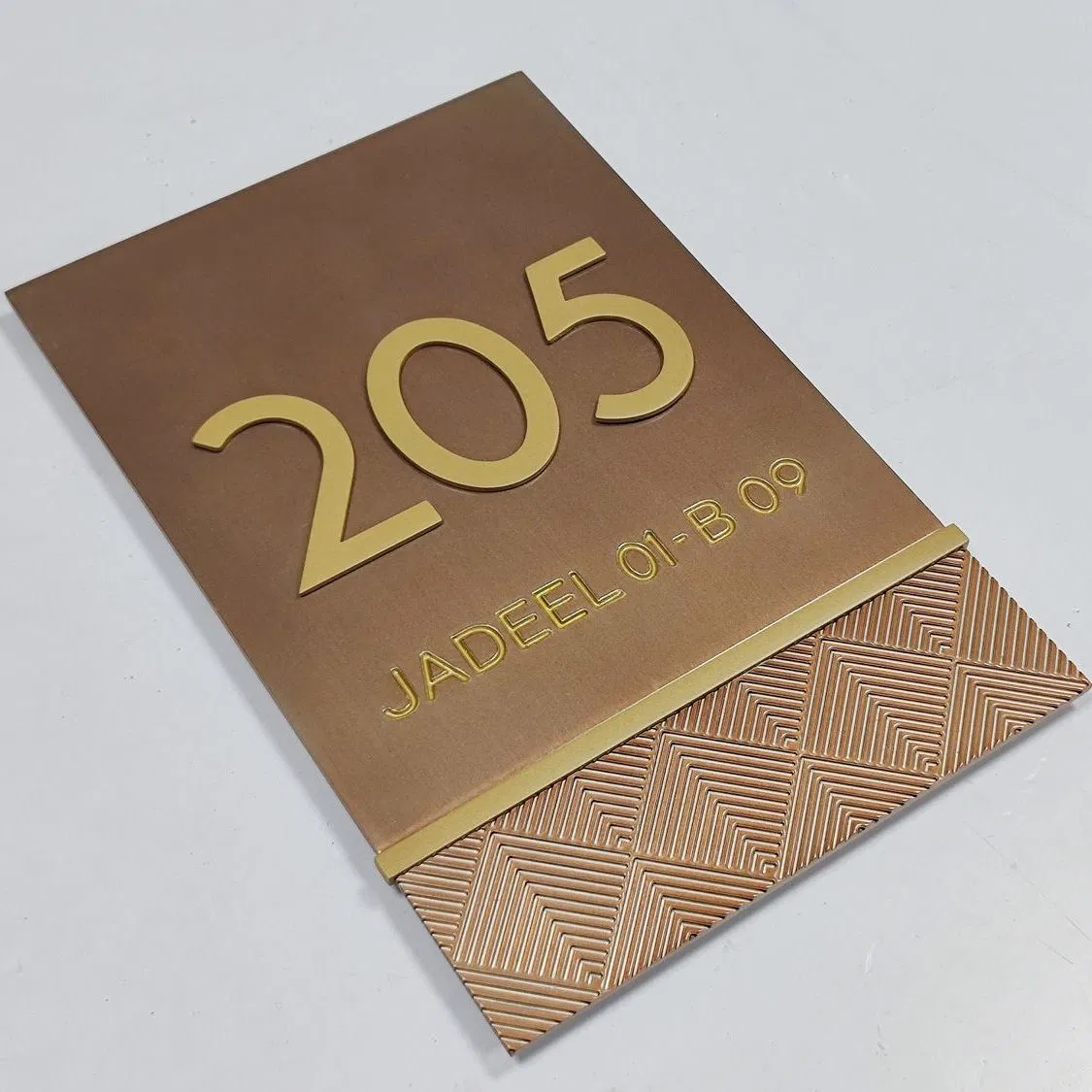 Aluminum Room Number Sign Design 3D Engraving Embossed Door Number Hotel Sign Board