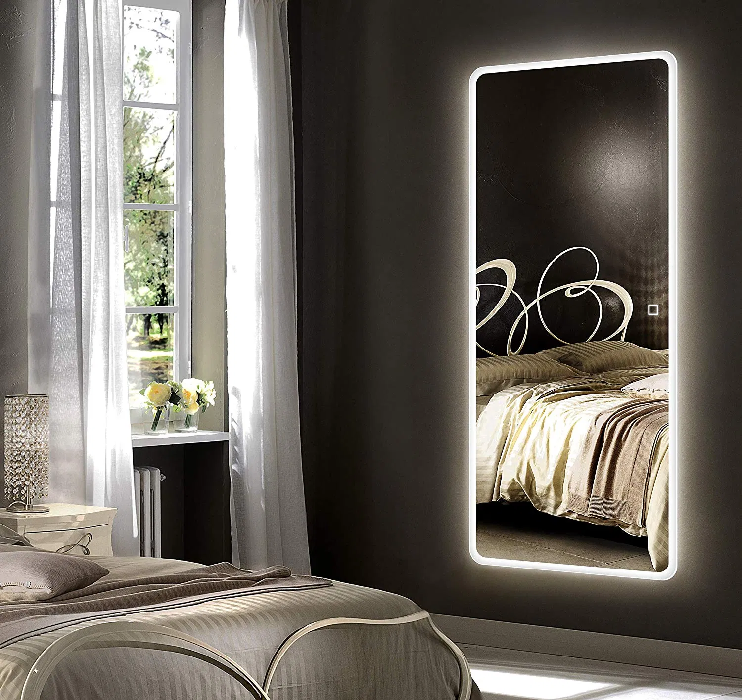 5mm 24inx55in Wall Mounted Full Length Bathroom LED Lighted Anti-Fog Mirror