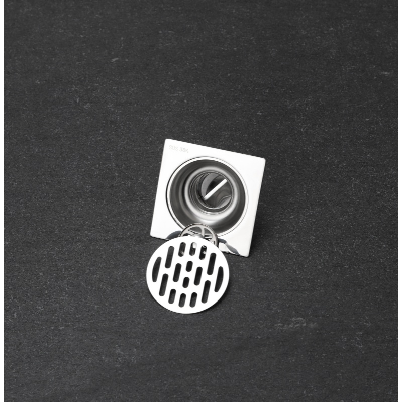 Modern 4 Inch Square 304 Stainless Steel Floor Shower Drain Bathroom Accessories Backflow Preventer for Hotels